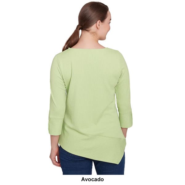 Petite Ruby Rd. Resort Ready Knit Cable Stripe Top