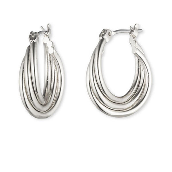 Nine West Silver-Tone Small Twisted Hoop Earrings - image 