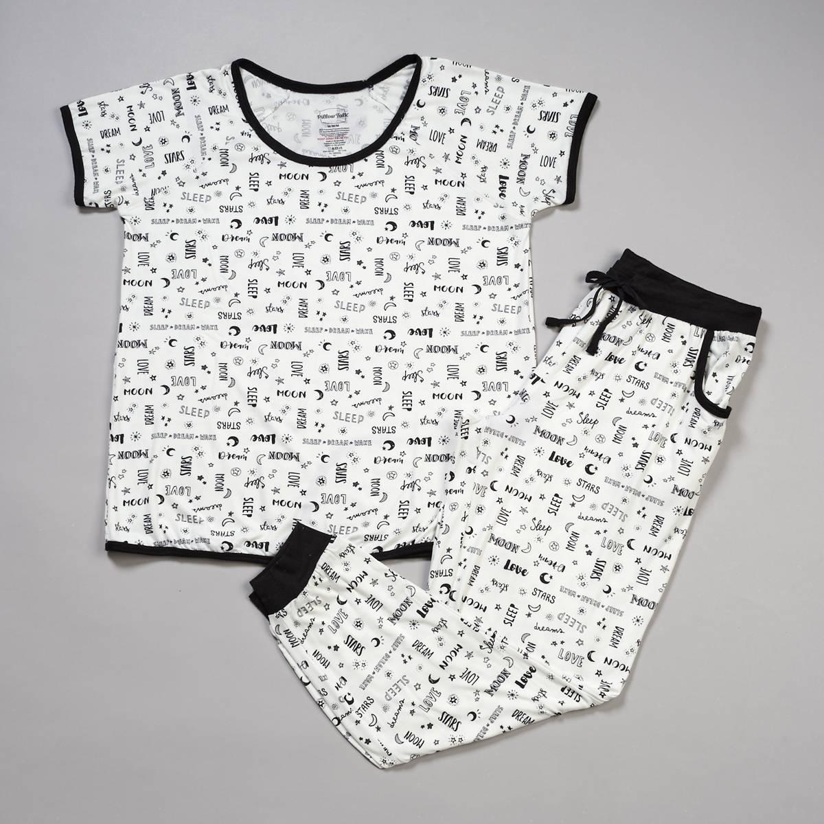 Juniors Pillow Talk Short Sleeve Dream Script Joggers Pajama Set