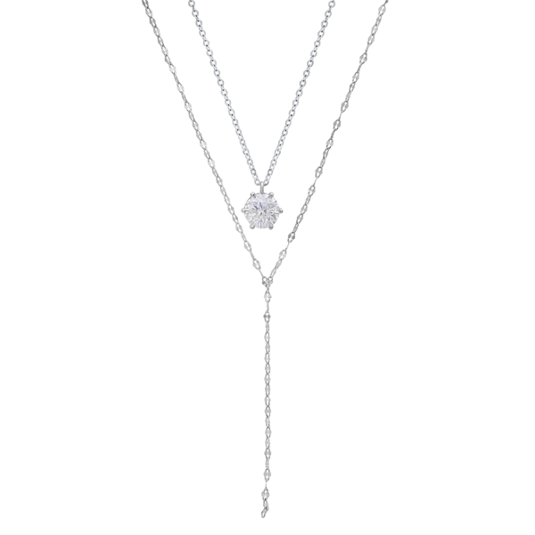 Saffron 1ctw. 6-Prong Moissanite Diamond Layered Necklace - image 