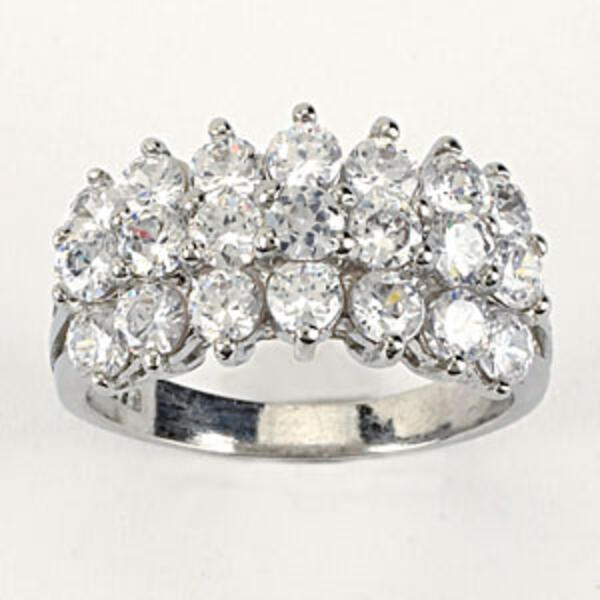 Rhodium Plated Cubic Zirconia Ring - image 