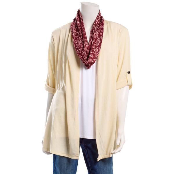 Womens Notations 3/4 Roll Tab Sleeve Three In One Paisley Blouse