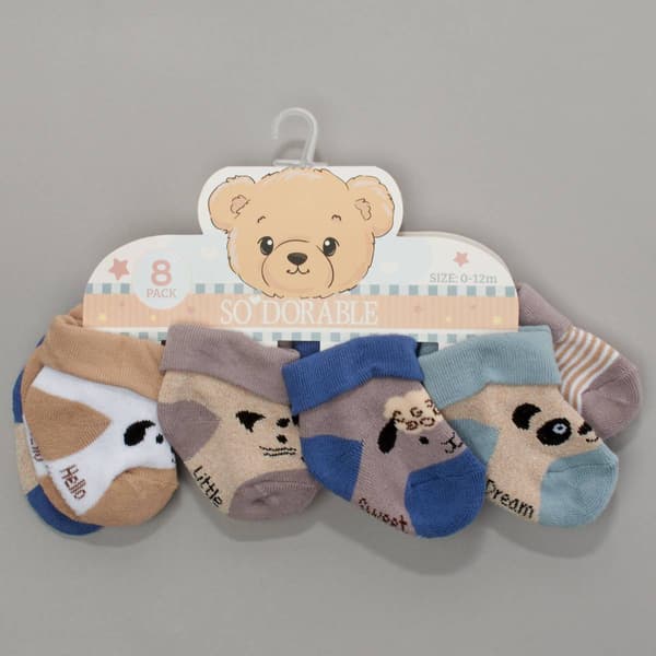 Baby Girl (NB-12M) so''dorable 8pk. Animal Terry Turn Cuff Socks - image 