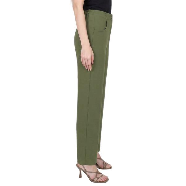 Petite NY Collection Solid Airflow Pants with Button