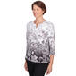 Womens Alfred Dunner Classics 3/4 Sleeve Ombre Floral Tee - image 3