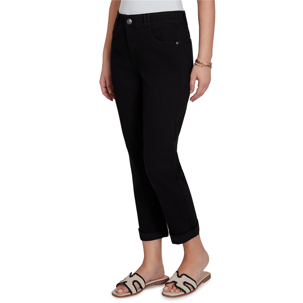 Womens Ruby Rd. Key Items Jet Black Cropped Girlfriend Jeans