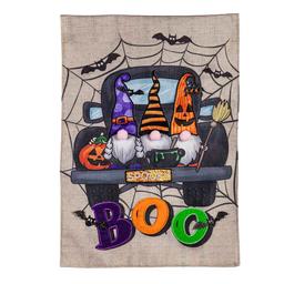 Evergreen Spooky Truck Garden Burlap Flag