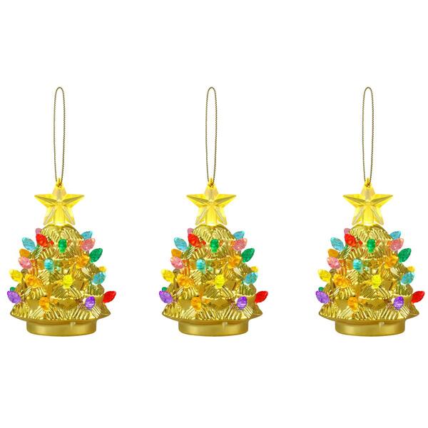 Mr. Christmas 4in. 3pc. Shatterproof Electroplated Ornament Tree - image 