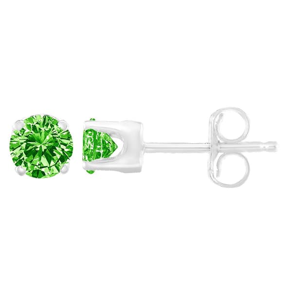 Haus of Brilliance Sterling Silver Treated Green Diamond Earrings
