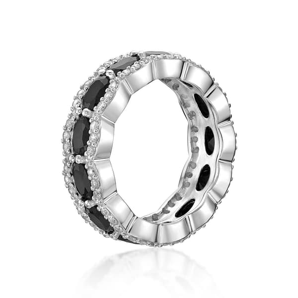Gemminded Sterling Silver Black Onyx & White Sapphire Ring