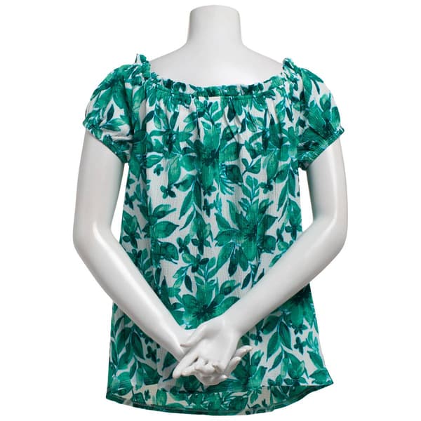 Womens BB Dakota Off The Shoulder Puff Sleeve Leaf Blouse