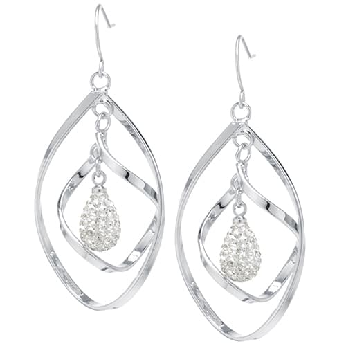 Athra Fine Silver Plated Twisted Teardrop Accent Drop Earrings
