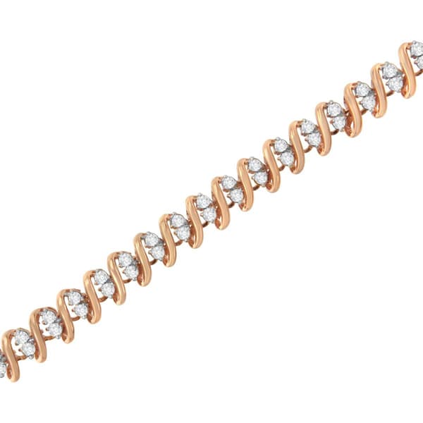 Haus of Brilliance Rose Gold over Silver S Link Tennis Bracelet