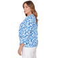 Plus Size Hearts of Palm Embraceable Blue Floral Surplice Blouse - image 4