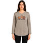 Womens Tru Self Long Sleeve Button Shoulder Coffee Patchwork Tee - image 1