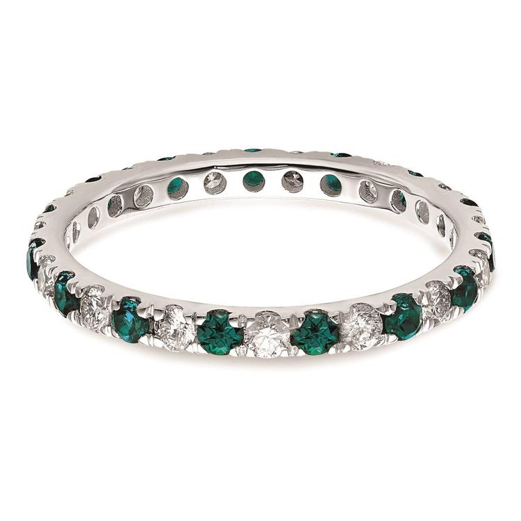 Pure Fire 14kt. White Gold Lab Created Alexandrite Eternity Band