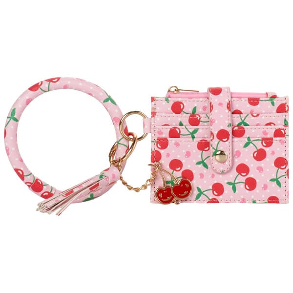 Womens DS Fashion Ring Loop Wristlet w/ Tassel & Charm - Cherry - image 