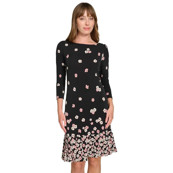 Womens Tommy Hilfiger 3/4 Sleeve Floral Jersey Shift Dress