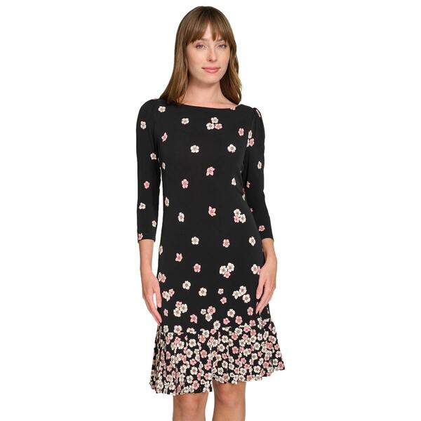Womens Tommy Hilfiger 3/4 Sleeve Floral Jersey Shift Dress - image 