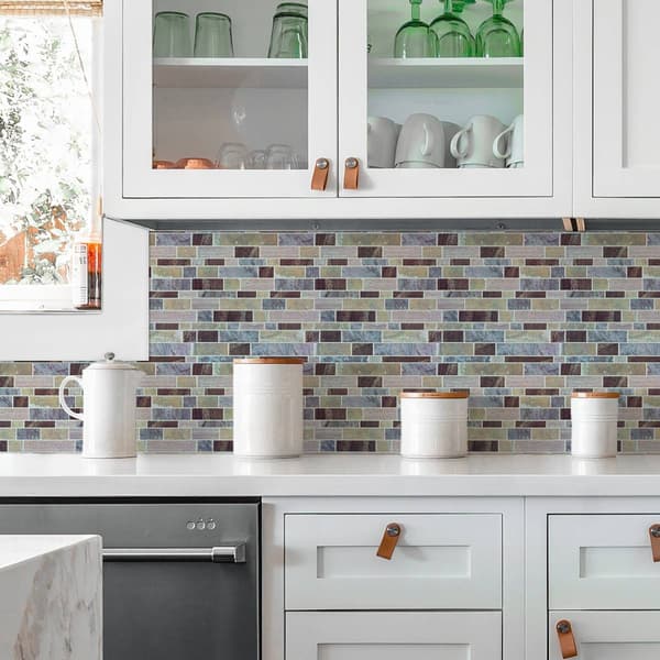 RoomMates&#174; Blue Long Stone Tile Peel & Stick Backsplash