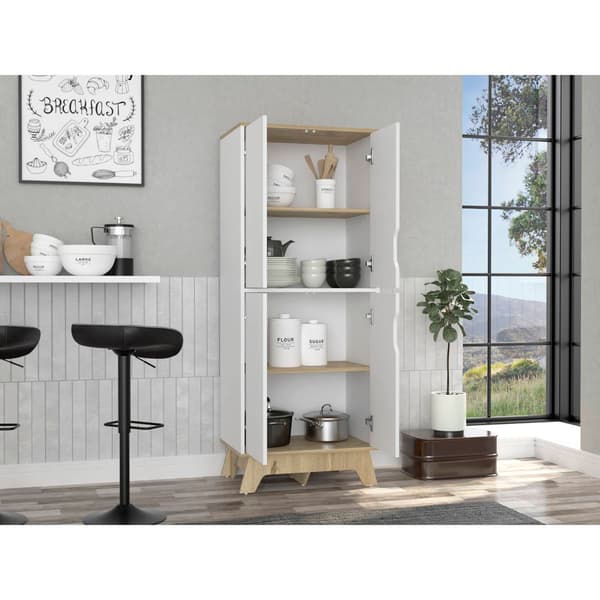 FM FURNITURE Zurich White Double Kitchen Pantry