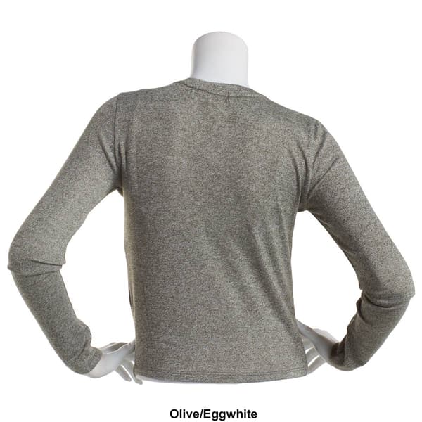 Juniors Poof! Long Sleeve Marled Meet & Greet V-Neck Tee
