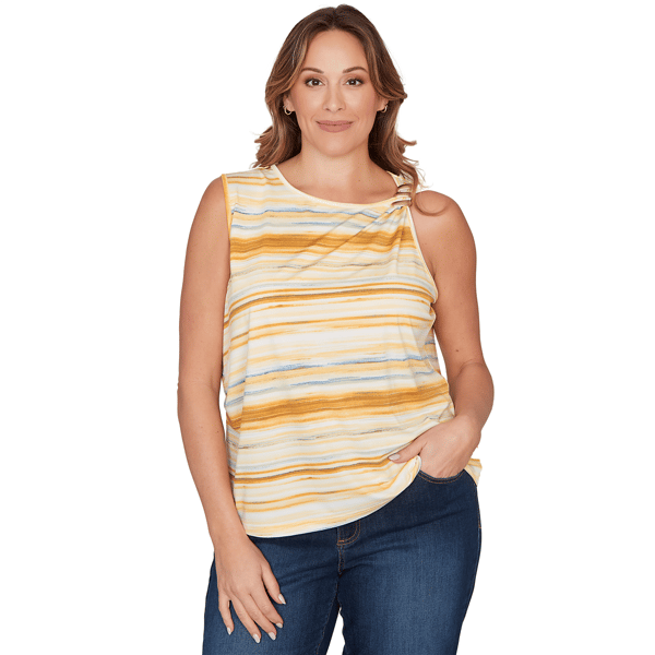 Plus Size Emaline Limoncello Sunrise Spaced Dye Stripe Tank Top