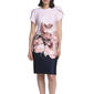 Womens Calvin Klein Short Sleeve Print Colorblock Crepe Dress - image 1