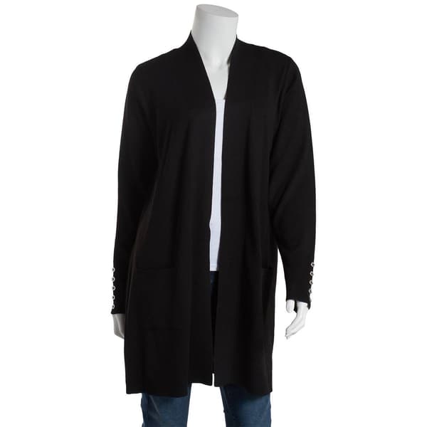 Womens 89th & Madison Long Sleeve Button Cuff Solid Cardigan - image 