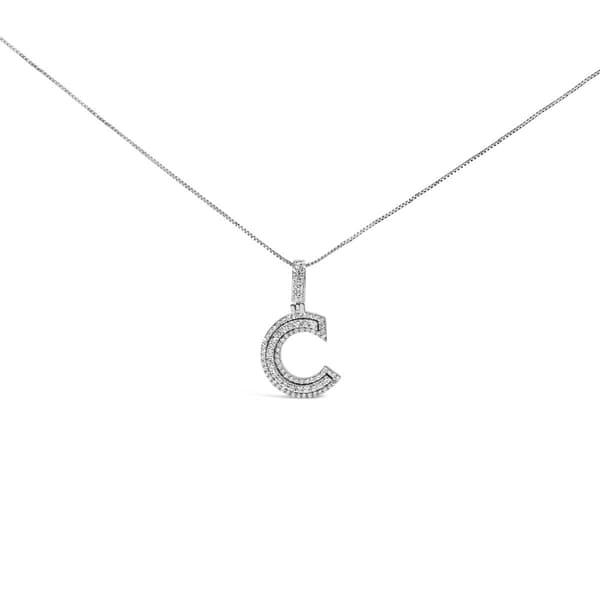 Haus of Brilliance Silver 7/8ctw. Lab Grown Diamond C Pendant