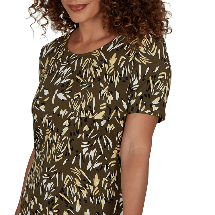 Petite Emaline Key Items Short Sleeve Round Neck Abstract Tee