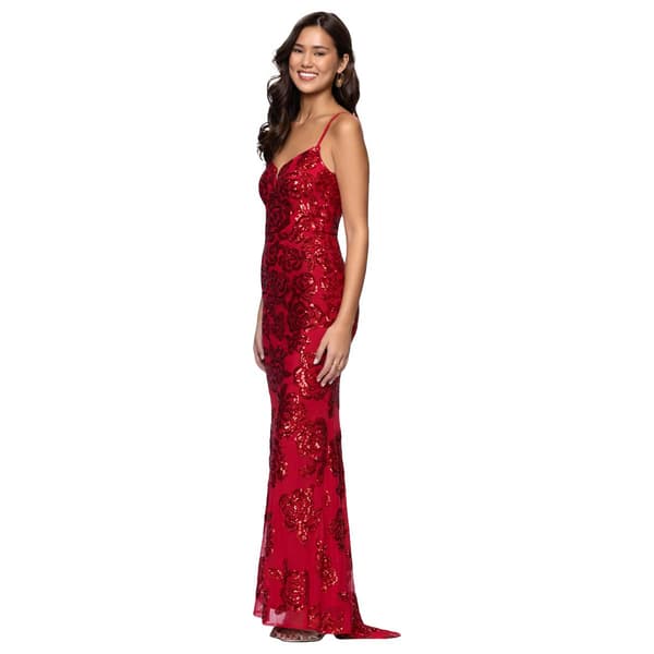 Juniors Blondie Nites Sequin Rose Sheath Dress