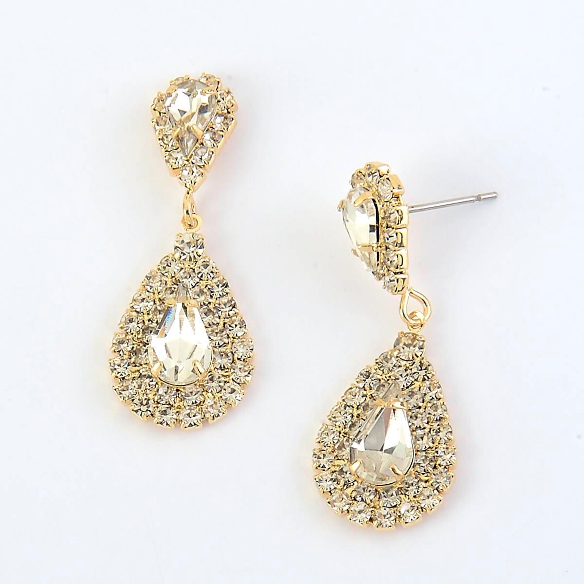 Rosa Rhinestones Gold-Tone Rhinestone Chandelier Earrings