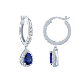 Gemstone Classics&#40;tm&#41; Lab Created Sapphire Hoop Dangle Earrings