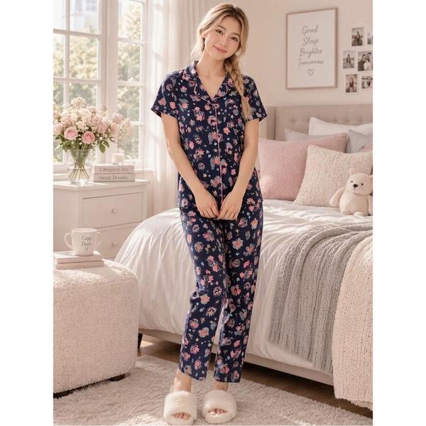 Juniors Derek Heart Queen of Roses & Long Leg Pajama Set - image 