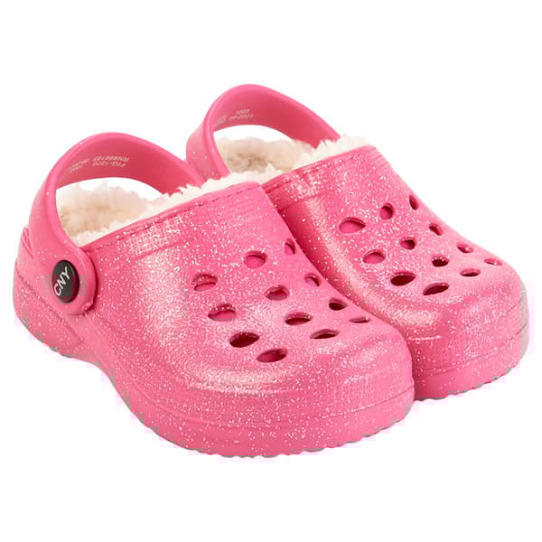 Girls Capelli New York Glitter Faux Fur Trim Clogs - image 
