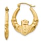 Gold Classics(tm) 14kt. Polished Satin Claddagh Hoop Earrings - image 1