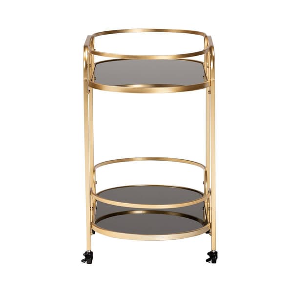 Baxton Studio Leighton Glam & Luxe Gold Metal 2-Tier Wine Cart