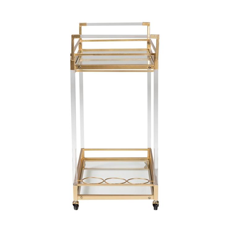 Baxton Studio Savannah Glam & Luxe Gold Metal Wine Cart