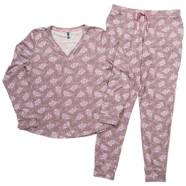 Womens IZOD&#40;R&#41; Floral Split Henley & Jogger Pajama Set - image 
