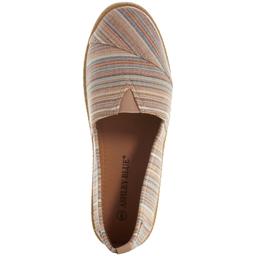 Womens Ashley Blue Canvas Stripe Slip On Flats