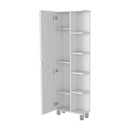 FM FURNITURE Los Angeles White Linen Cabinet w/ Mirror