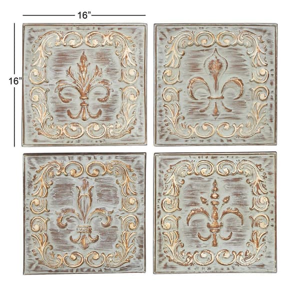 9th & Pike&#174; Washed Fleur De Lis Metal Wall D&#233;cor - Set of 4