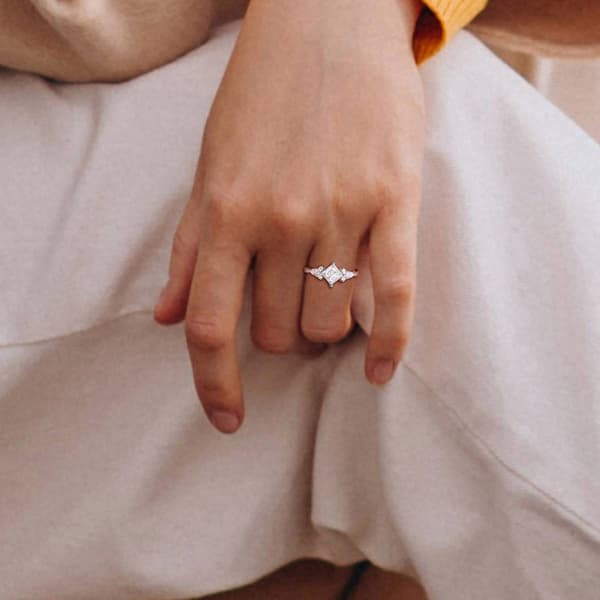 Sterling Silver 1 2/5ctw. White Moissanite Engagement Ring