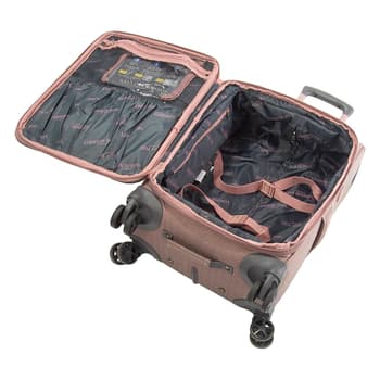  LONDON FOG Newcastle Softside Expandable Spinner Luggage, Rose  Charcoal Herringbone, 4 Piece Set