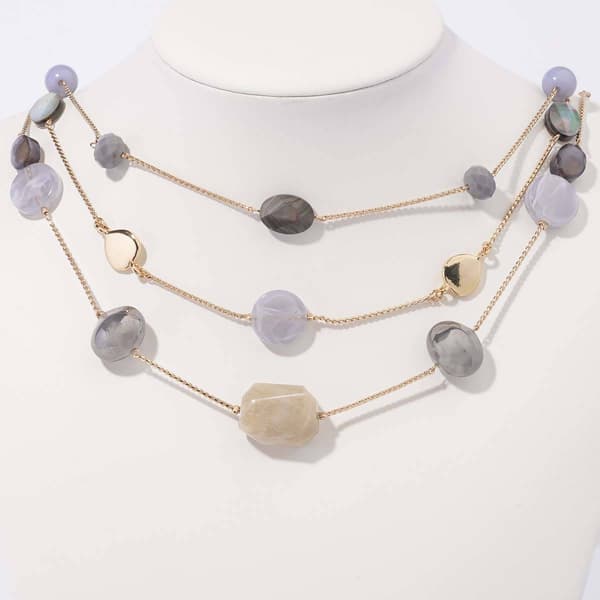 Ashley Cooper(tm) 3 Row Gold-Tone Station Bead Short Necklace - image 