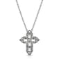 1928 Pewter Rectangle Clear Crystal Cross Necklace - image 1