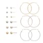 Ashley 9pr. Tri-Tone Ball Stud & Hoop Earrings Set - image 1