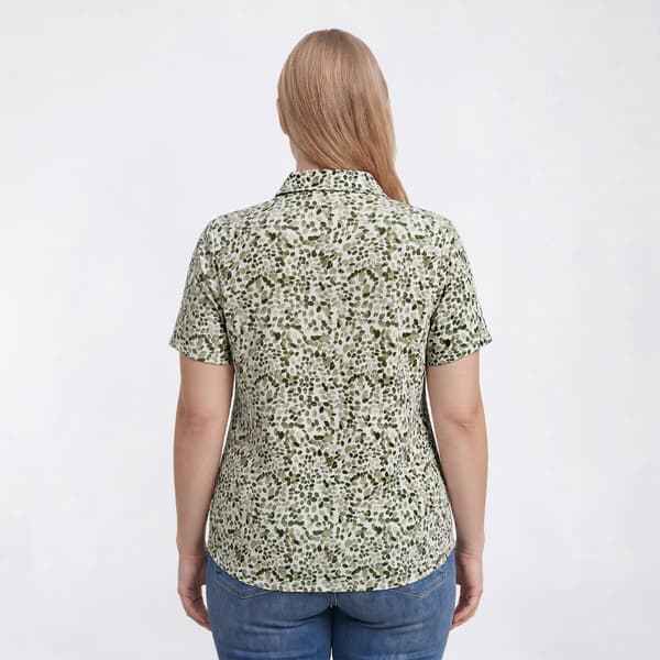 Plus Size Emily Daniels Short Sleeve Jacquard Dot Blouse