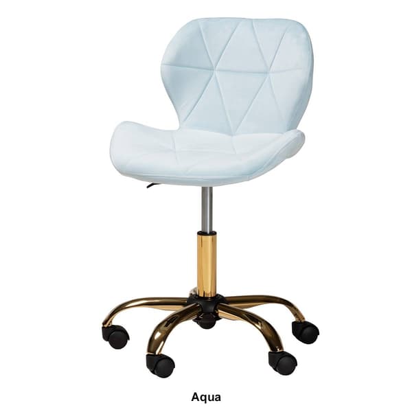 Baxton Studio Savara Glam & Luxe Velvet Swivel Office Chair